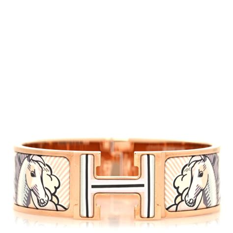 HERMES Enamel Pegase Pop Wide Clic Clac H Bracelet L Sable 